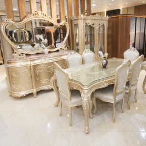 سفرة نيو كلاسيك LUXE فخمة 6 كراسي مع نيش وبوفيه